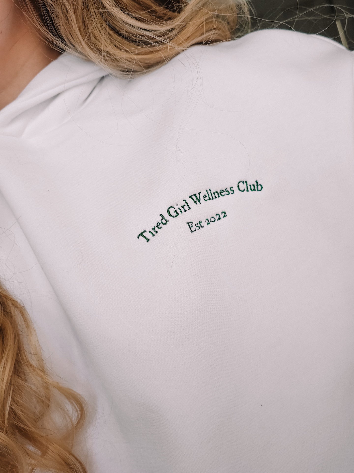 Tired Girl Wellness Club embroidered hooded sweatshirt