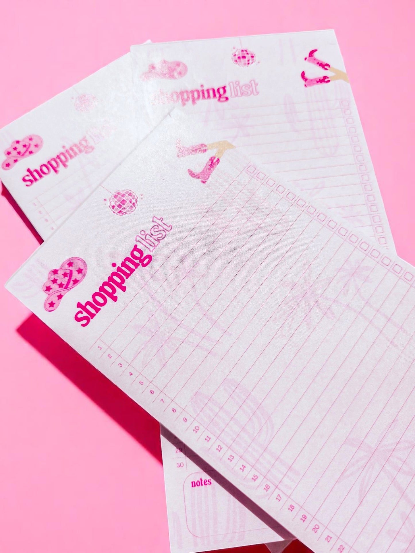 Pink cowgirl shopping list notepad