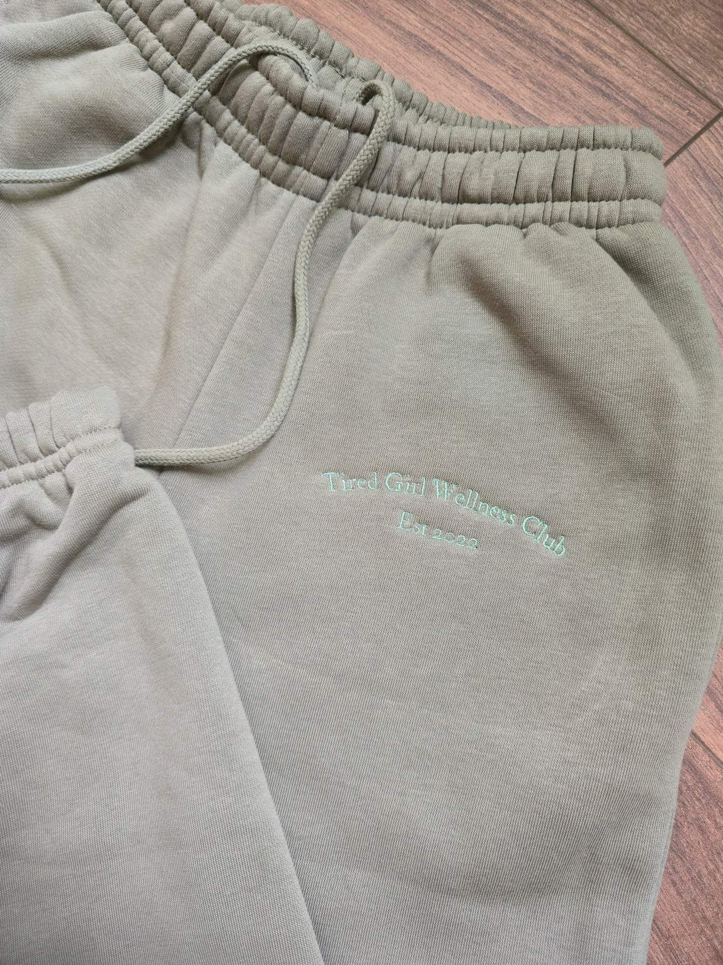 Tired Girl Wellness Club embroidered cuffed sweatpants