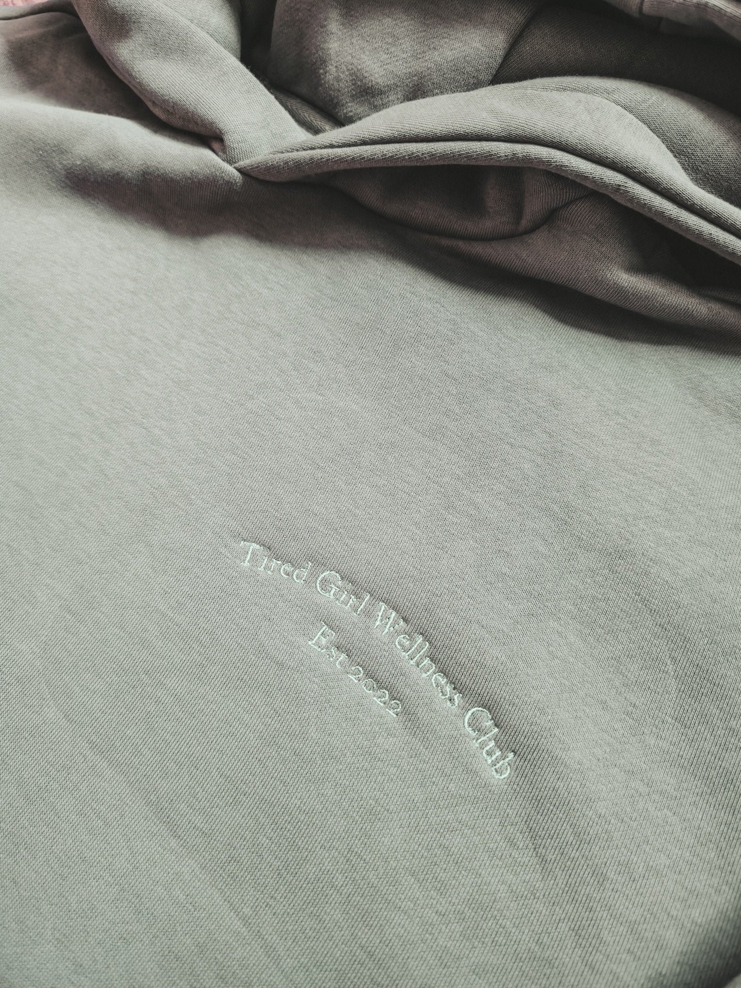 Tired Girl Wellness Club embroidered hooded sweatshirt
