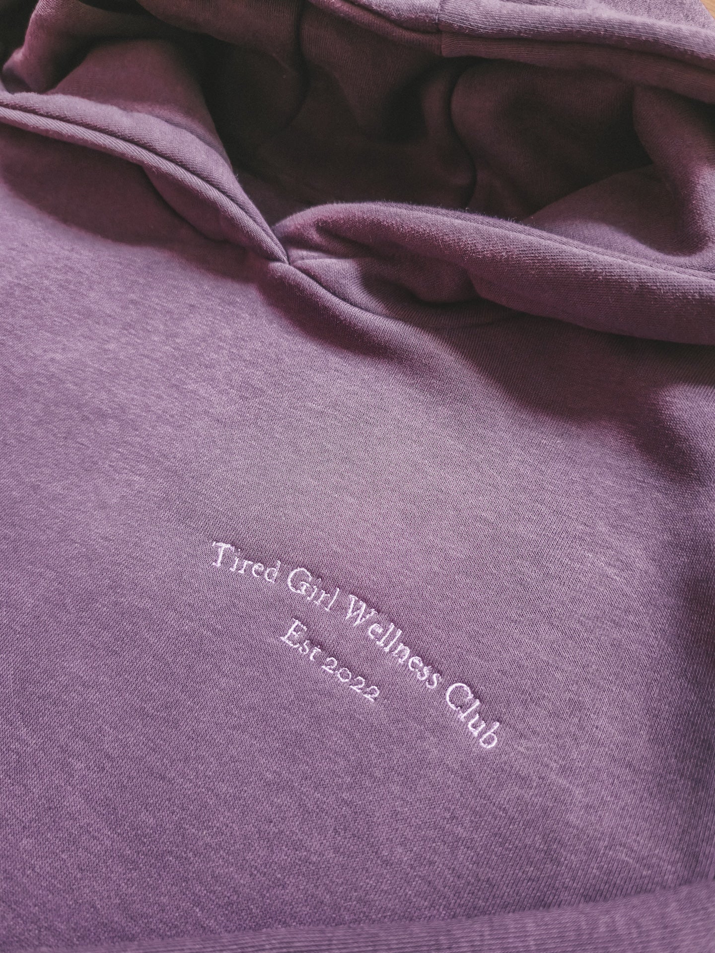 Tired Girl Wellness Club embroidered hooded sweatshirt