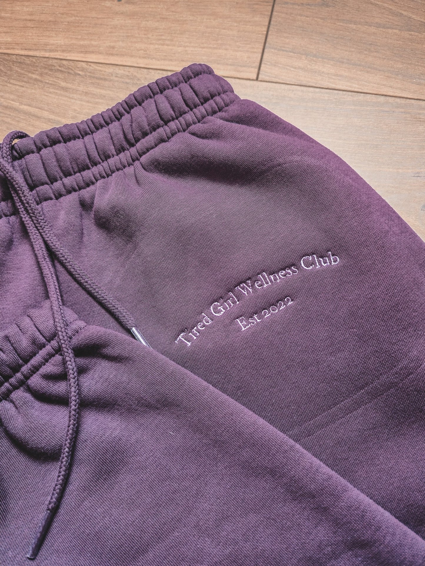 Tired Girl Wellness Club embroidered cuffed sweatpants