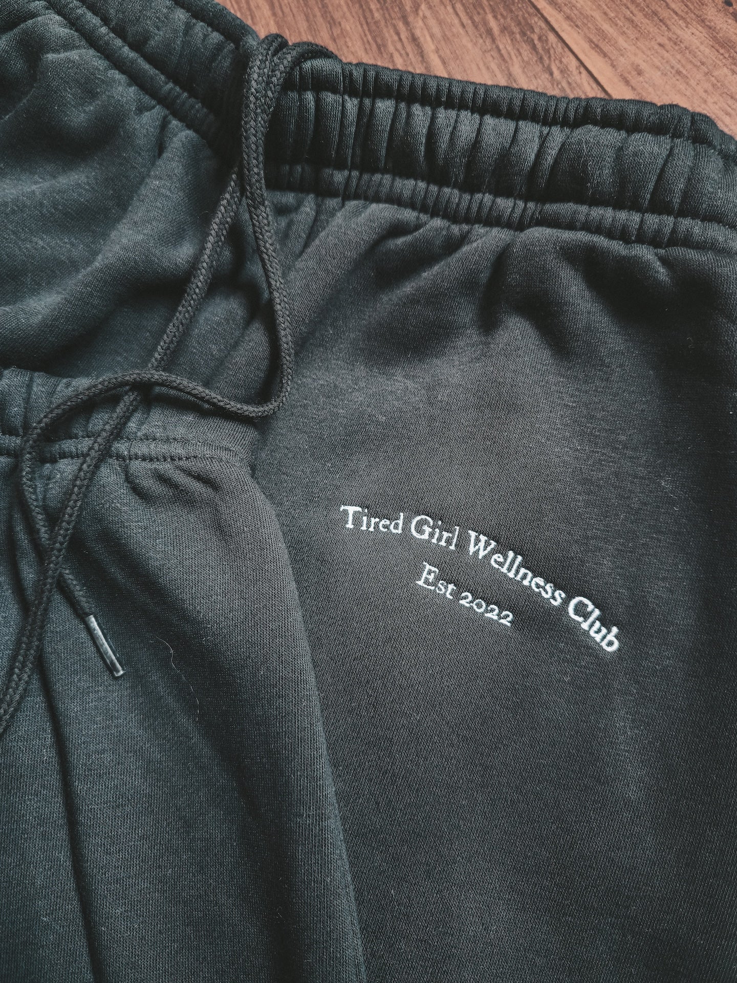 Tired Girl Wellness Club embroidered cuffed sweatpants