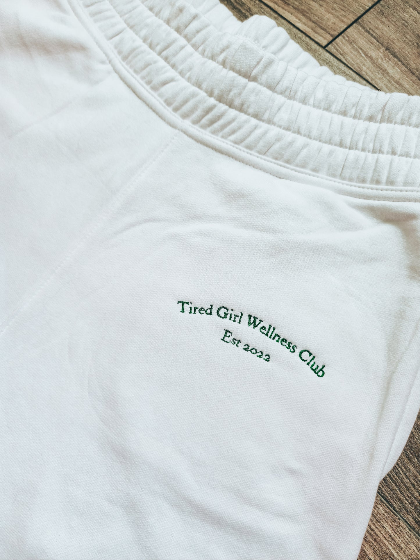 Tired Girl Wellness Club embroidered shorts