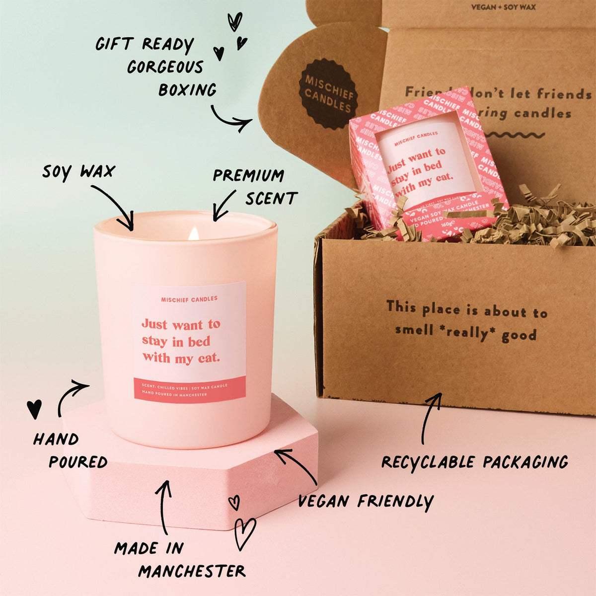 Mischief Candles Just Want to Stay in Bed with My Cat Candle