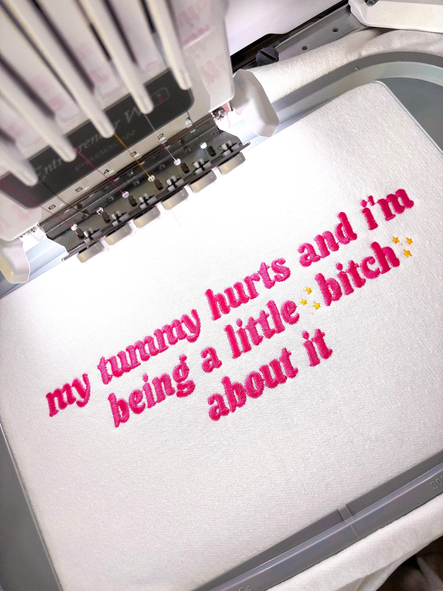 My Tummy Hurts And I’m Being A Little B About It embroidered crewneck sweatshirt