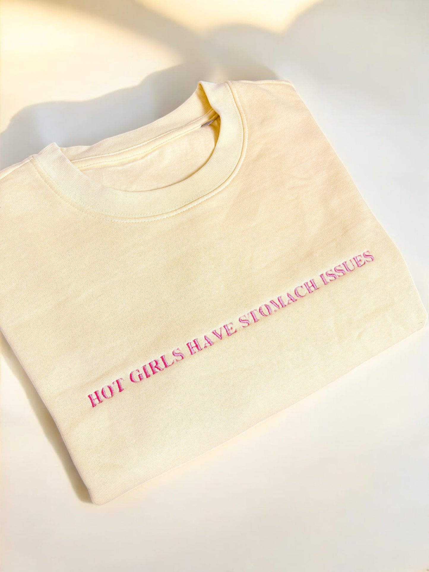Hot Girls Have Stomach Issues embroidered crewneck sweatshirt