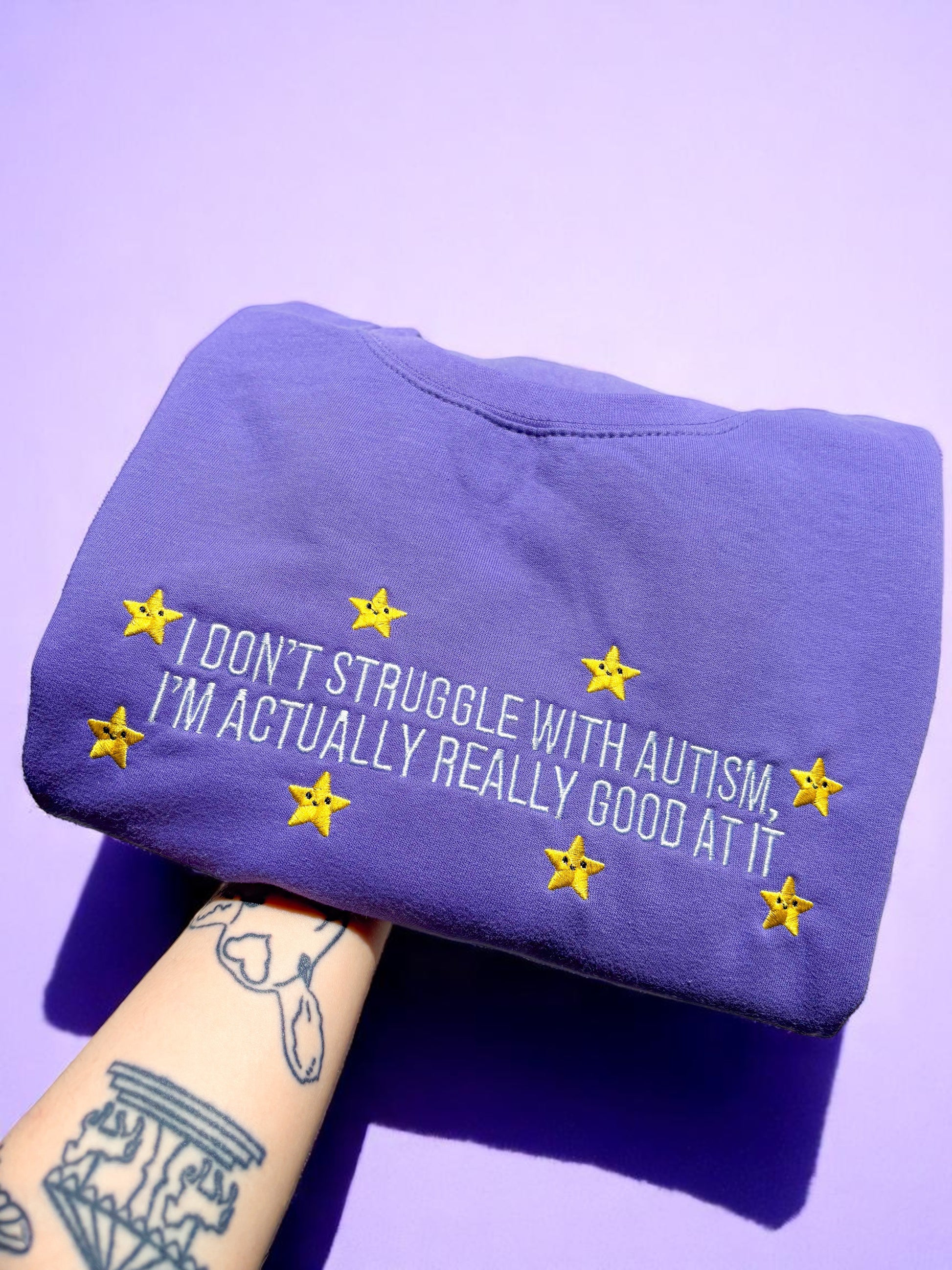 I Don't Struggle With Autism embroidered crewneck sweatshirt - Tired Girl Apparel