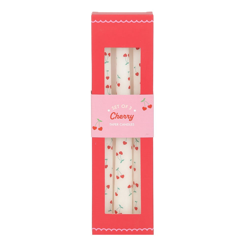 Cherry Hearts Taper Candles - Pack of 3