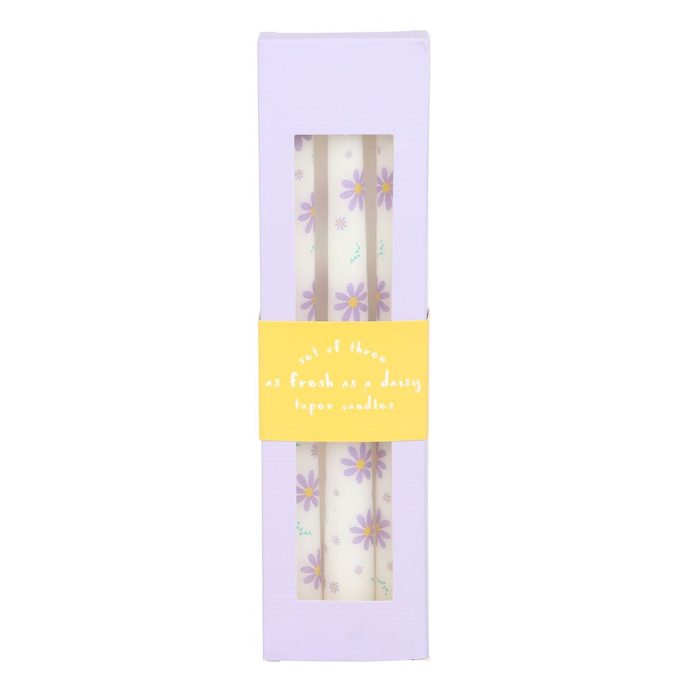 Purple Daisy Taper Candles - Pack of 3