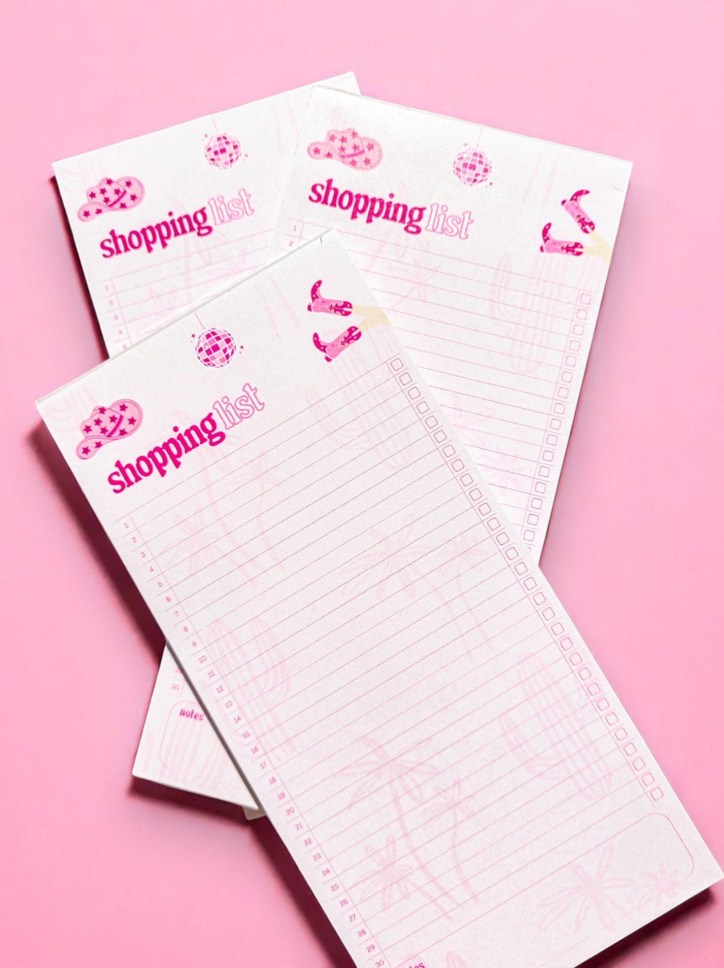 Pink cowgirl shopping list notepad