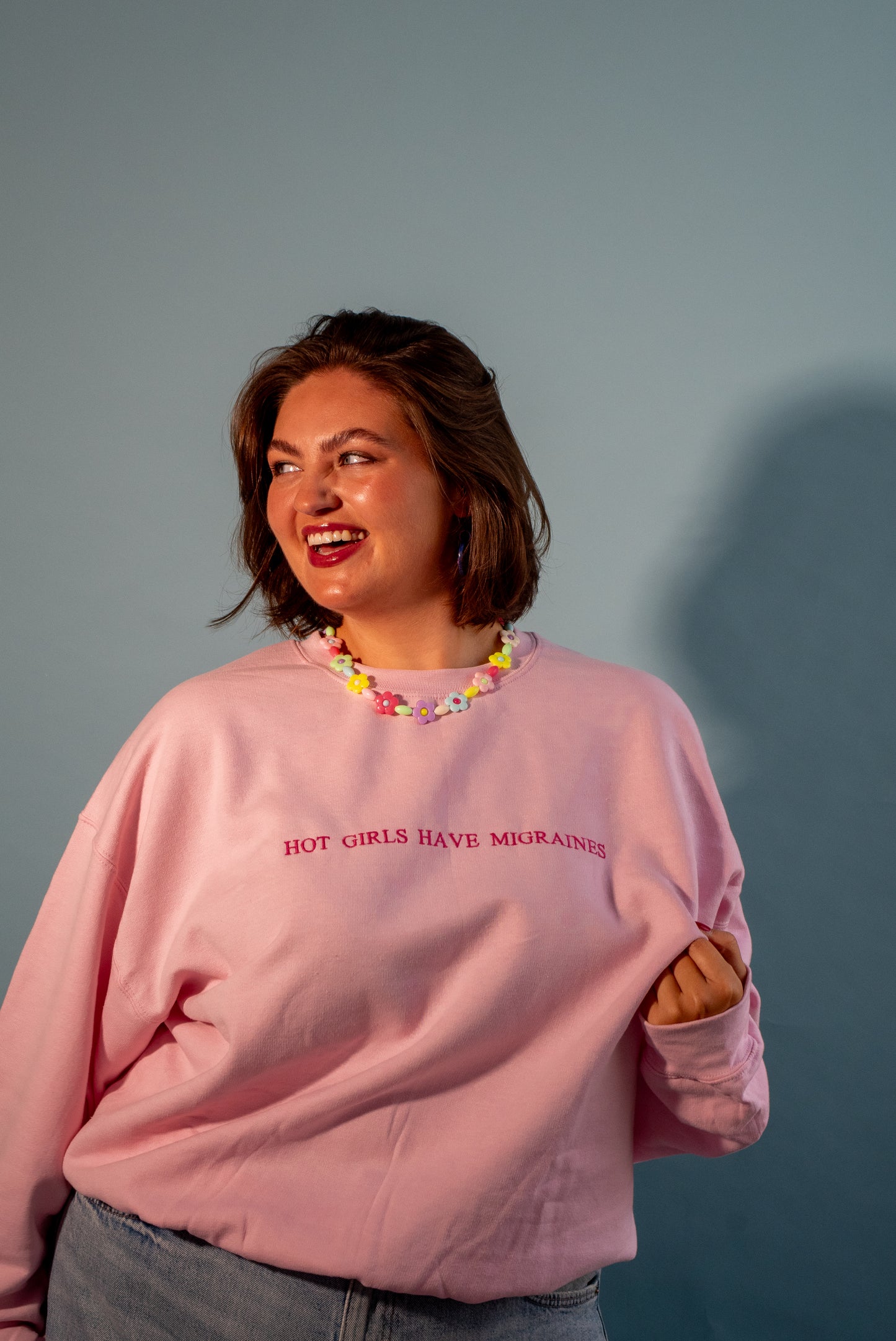 Hot Girls Have Migraines embroidered crewneck sweatshirt - Tired Girl Apparel