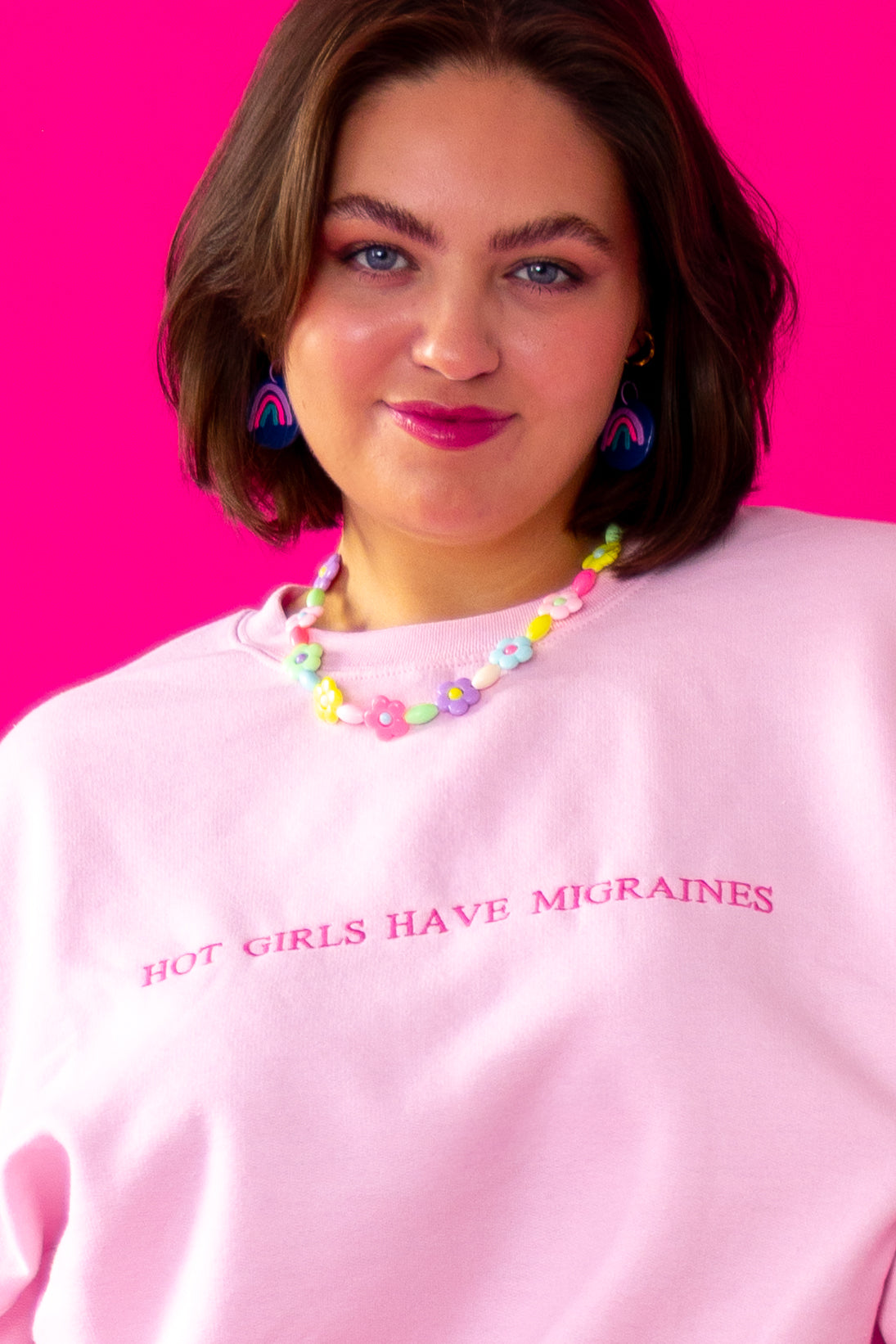 Hot Girls Have Migraines embroidered crewneck sweatshirt - Tired Girl Apparel