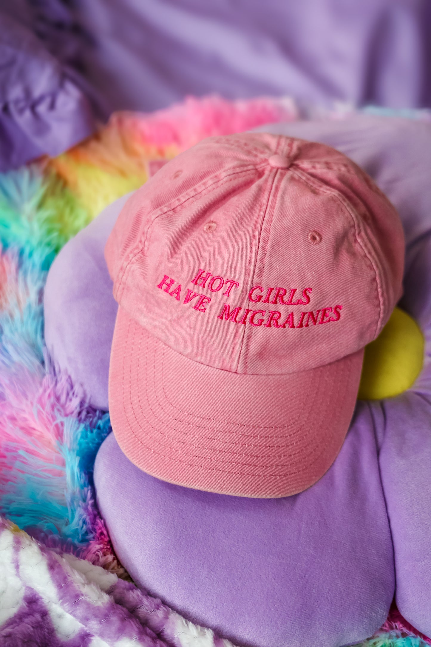 Hot Girls Have Migraines embroidered baseball cap - Tired Girl Apparel