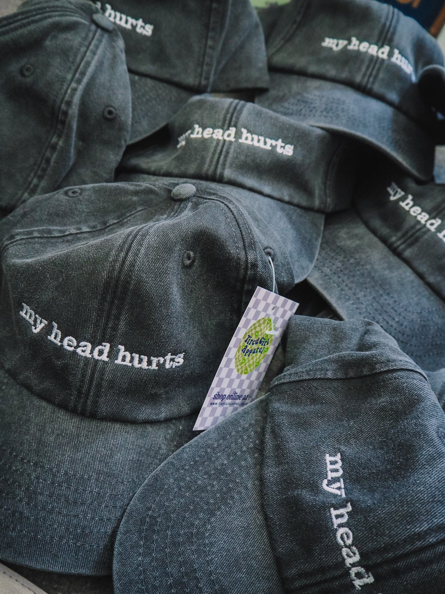 My Head Hurts embroidered baseball cap - Tired Girl Apparel