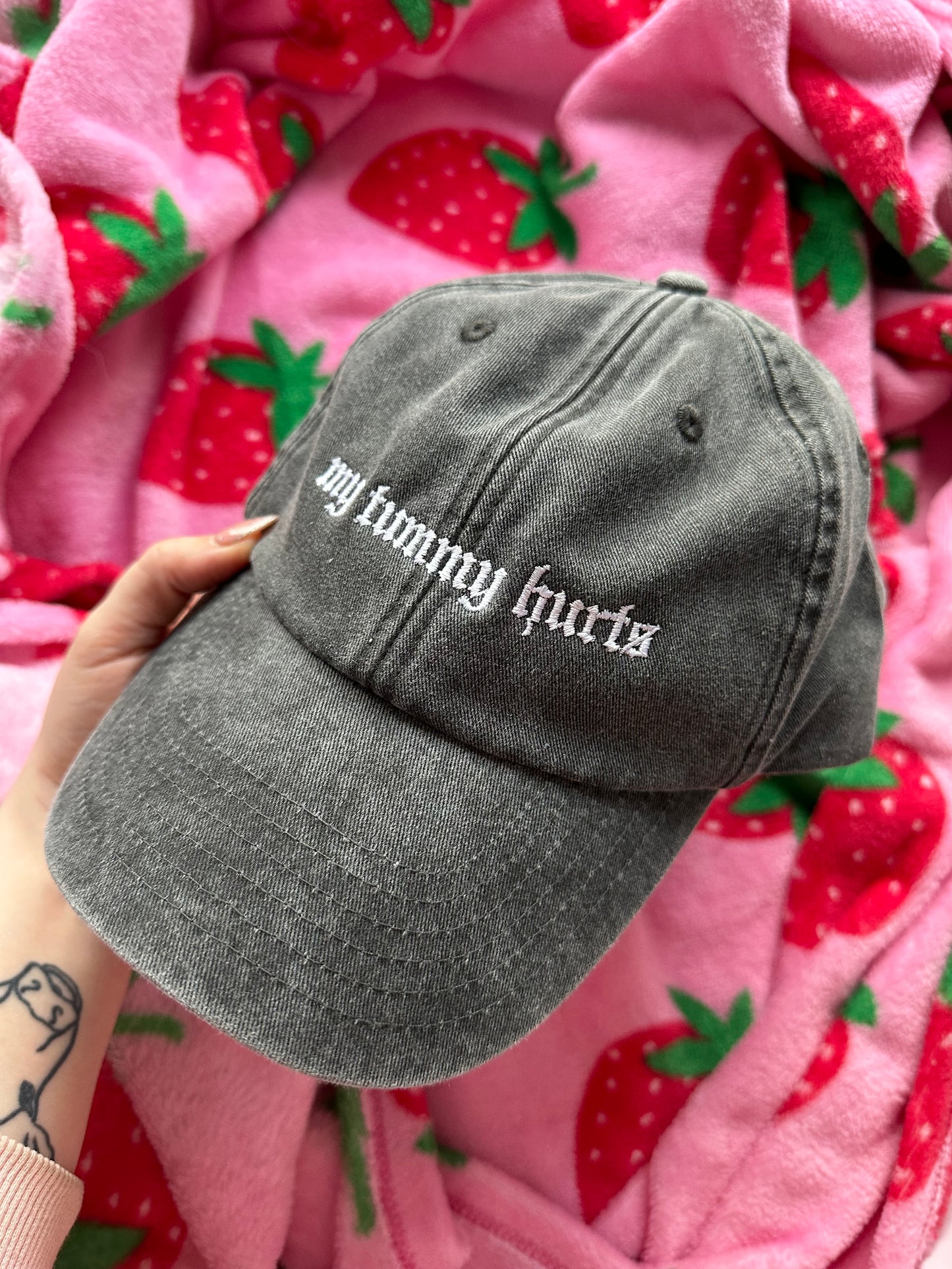 My Tummy Hurts embroidered baseball cap - Tired Girl Apparel