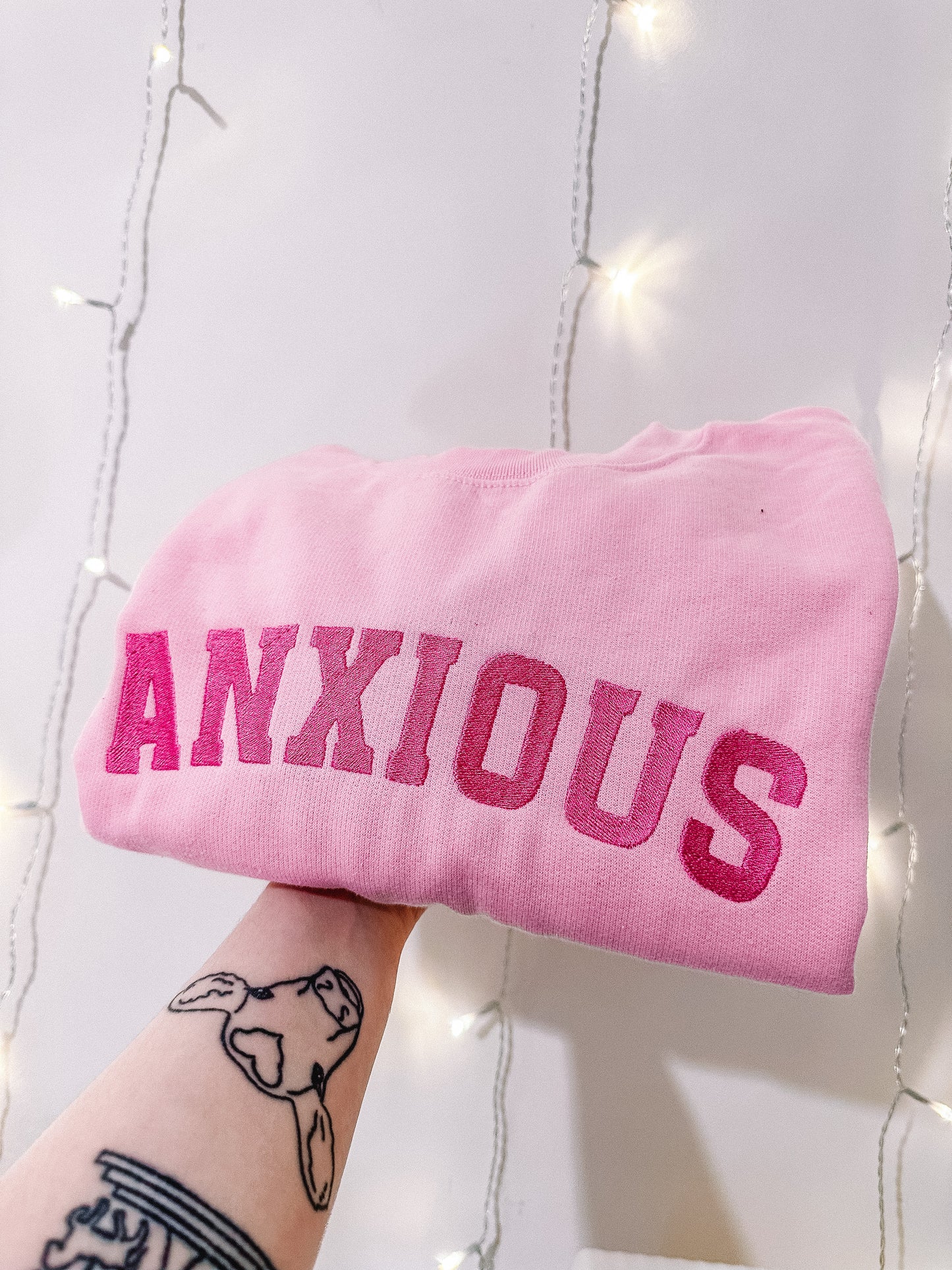 Anxious embroidered crewneck sweatshirt - Tired Girl Apparel