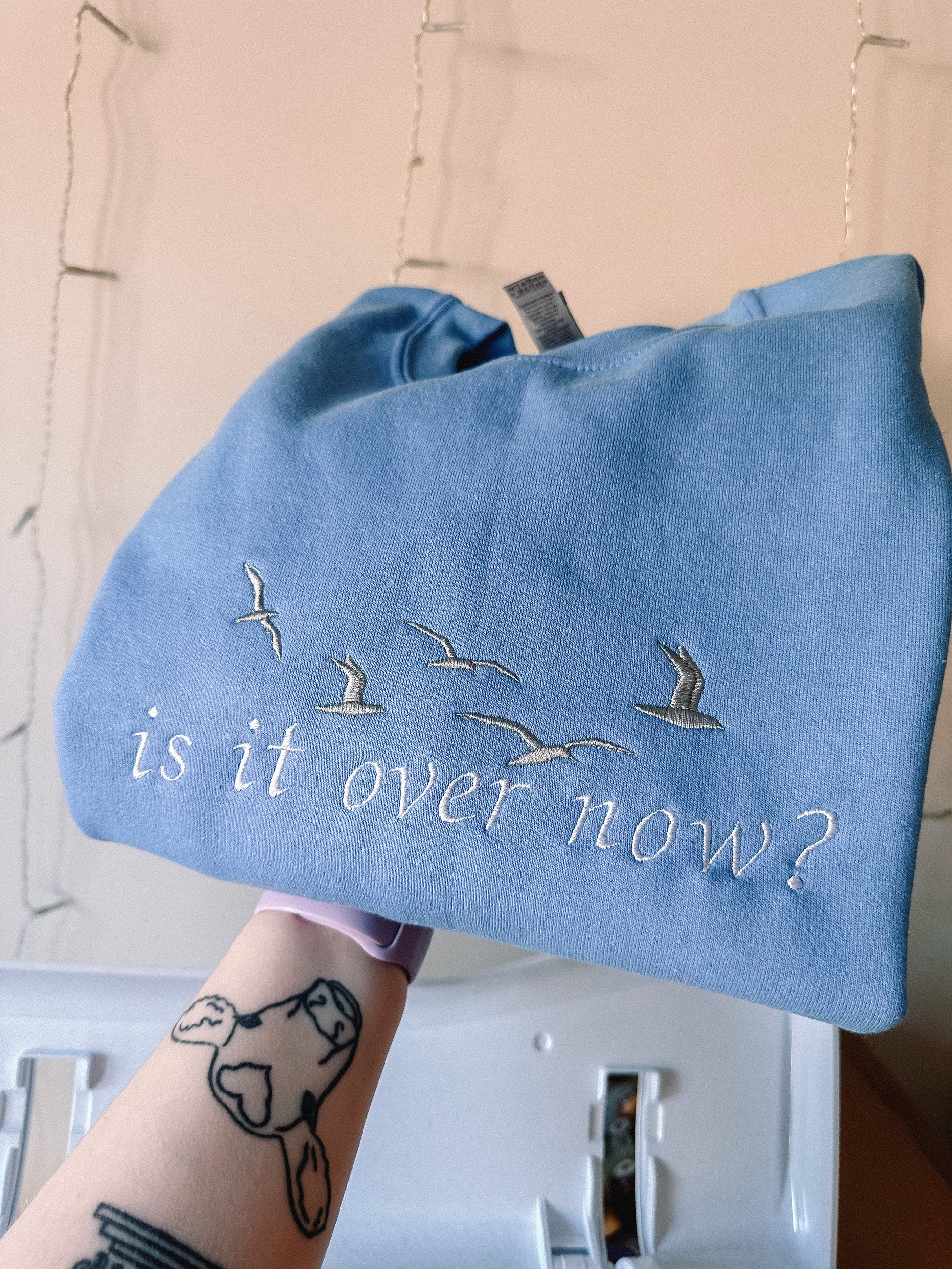 Is It Over Now embroidered crewneck sweatshirt - Tired Girl Apparel