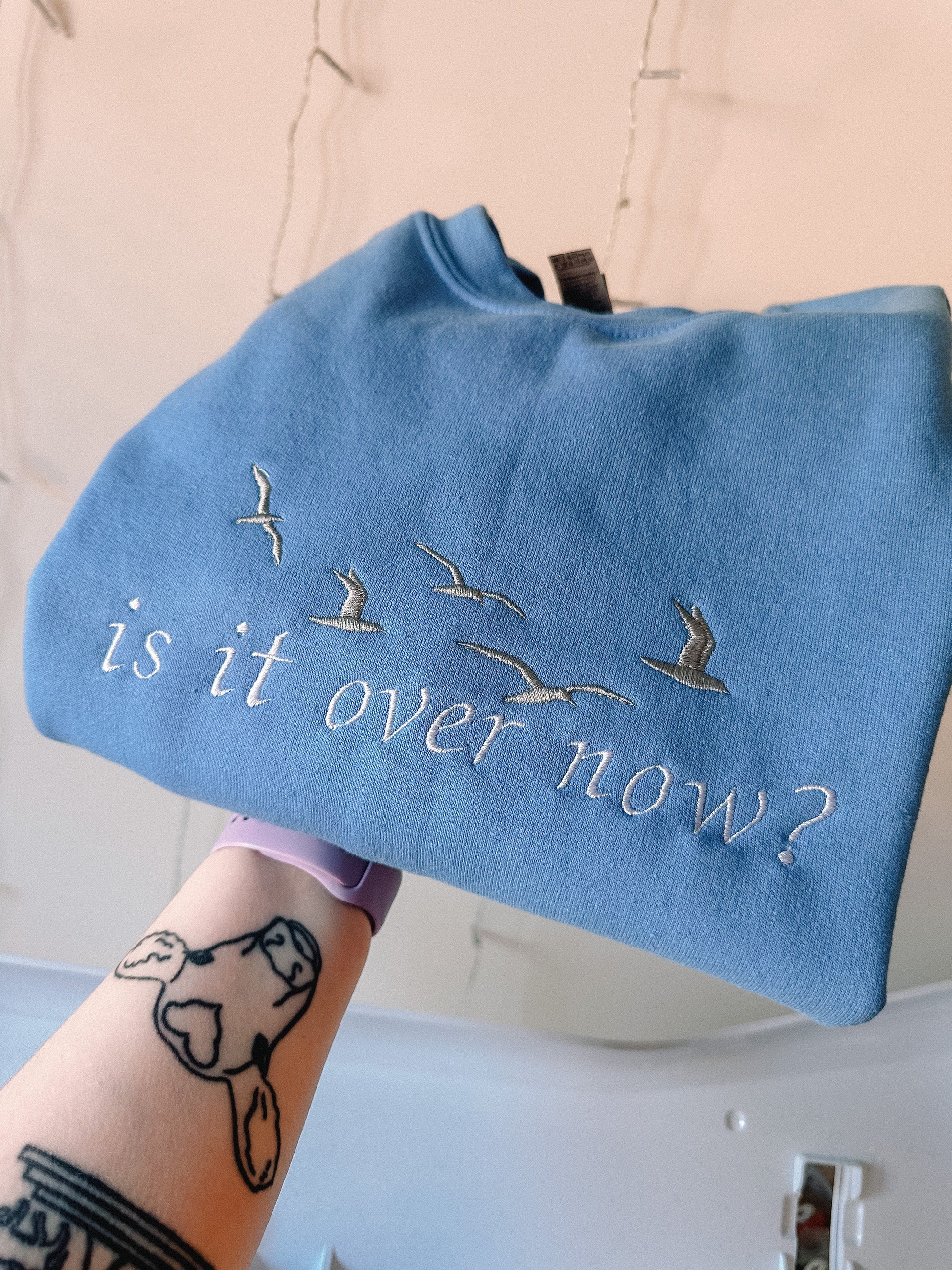 Is It Over Now embroidered crewneck sweatshirt - Tired Girl Apparel