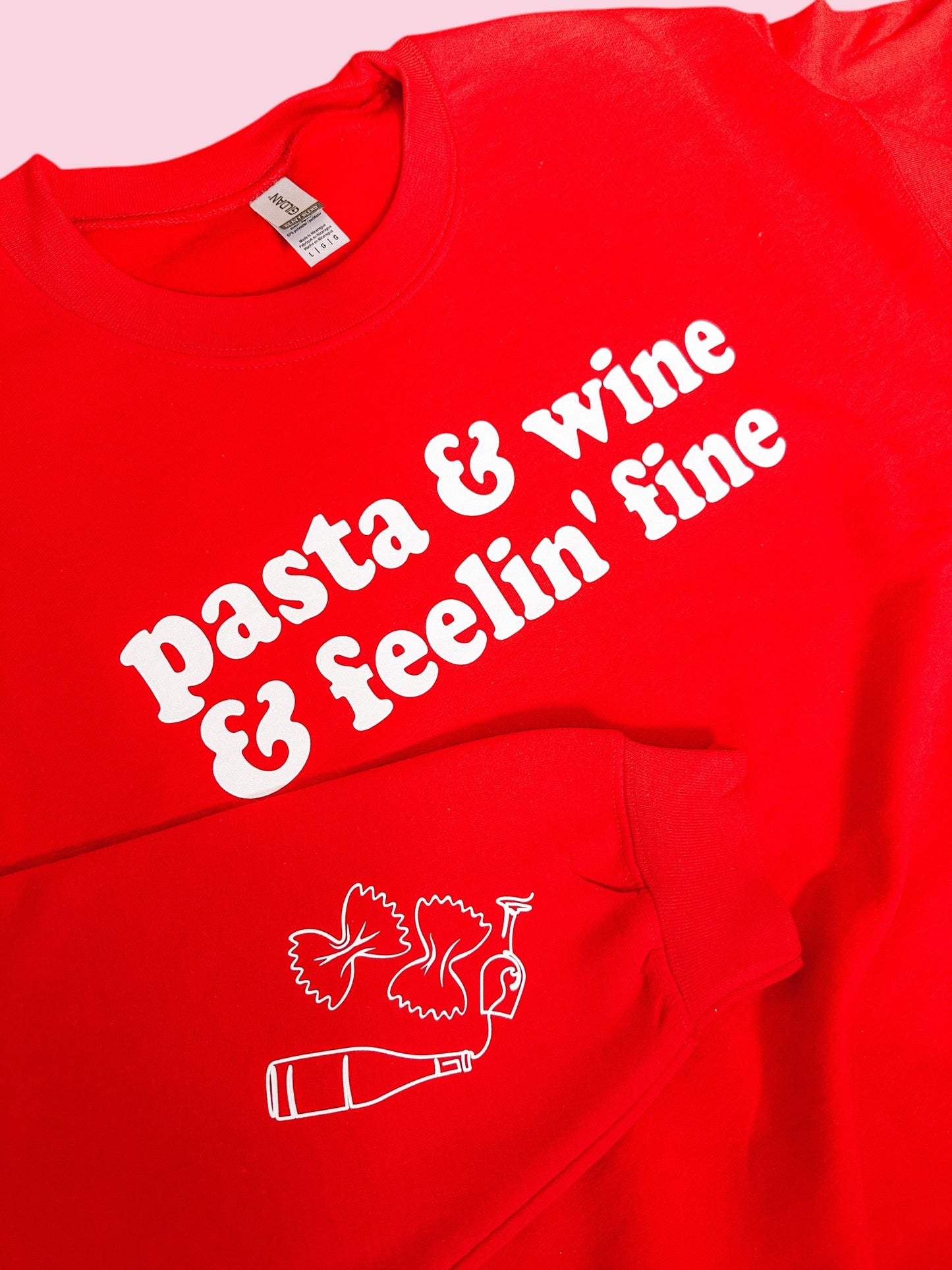 Pasta & Wine printed sweatshirt with sleeve detail - Tired Girl Apparel