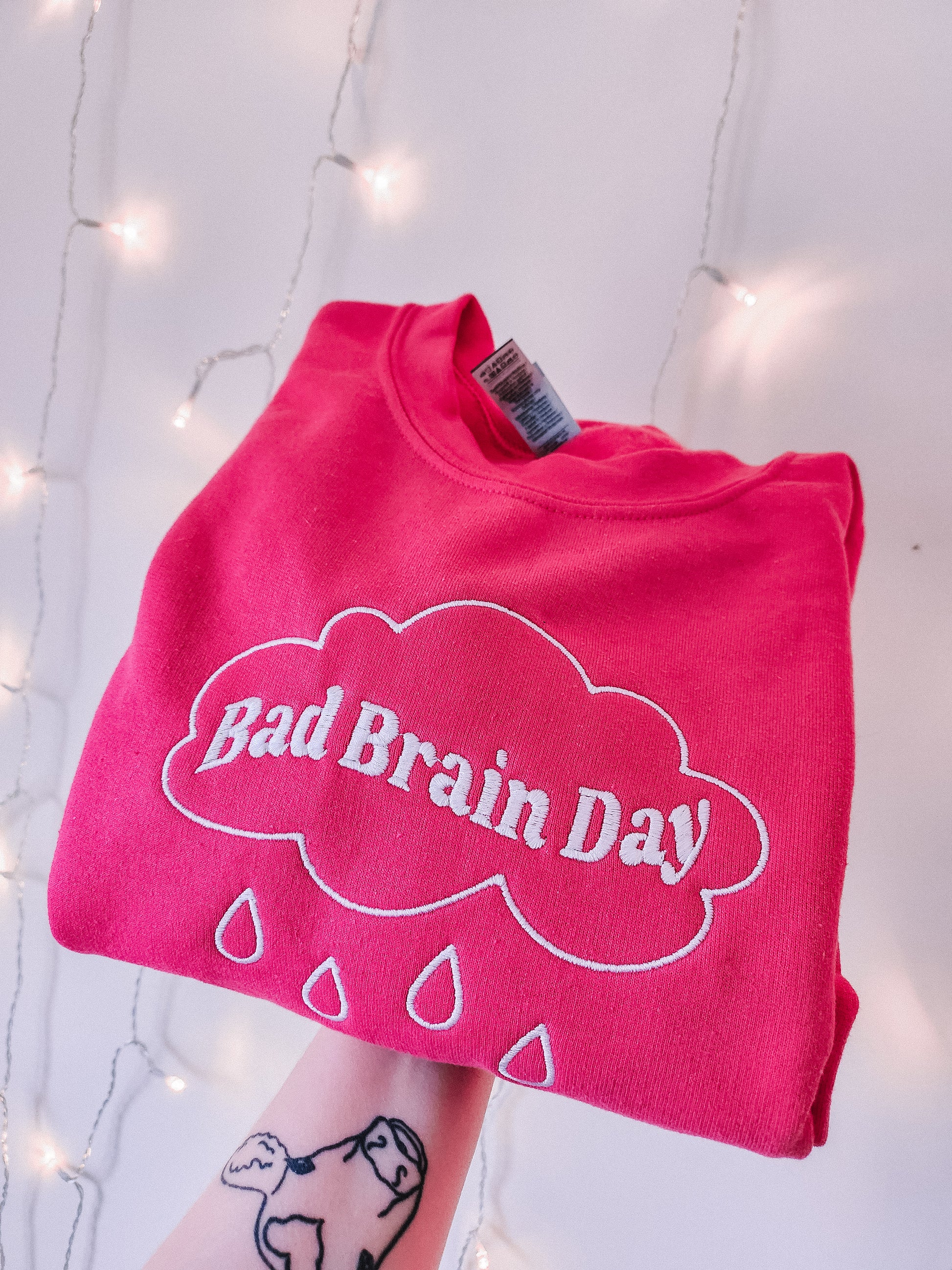 Bad Brain Day embroidered crewneck sweatshirt - Tired Girl Apparel