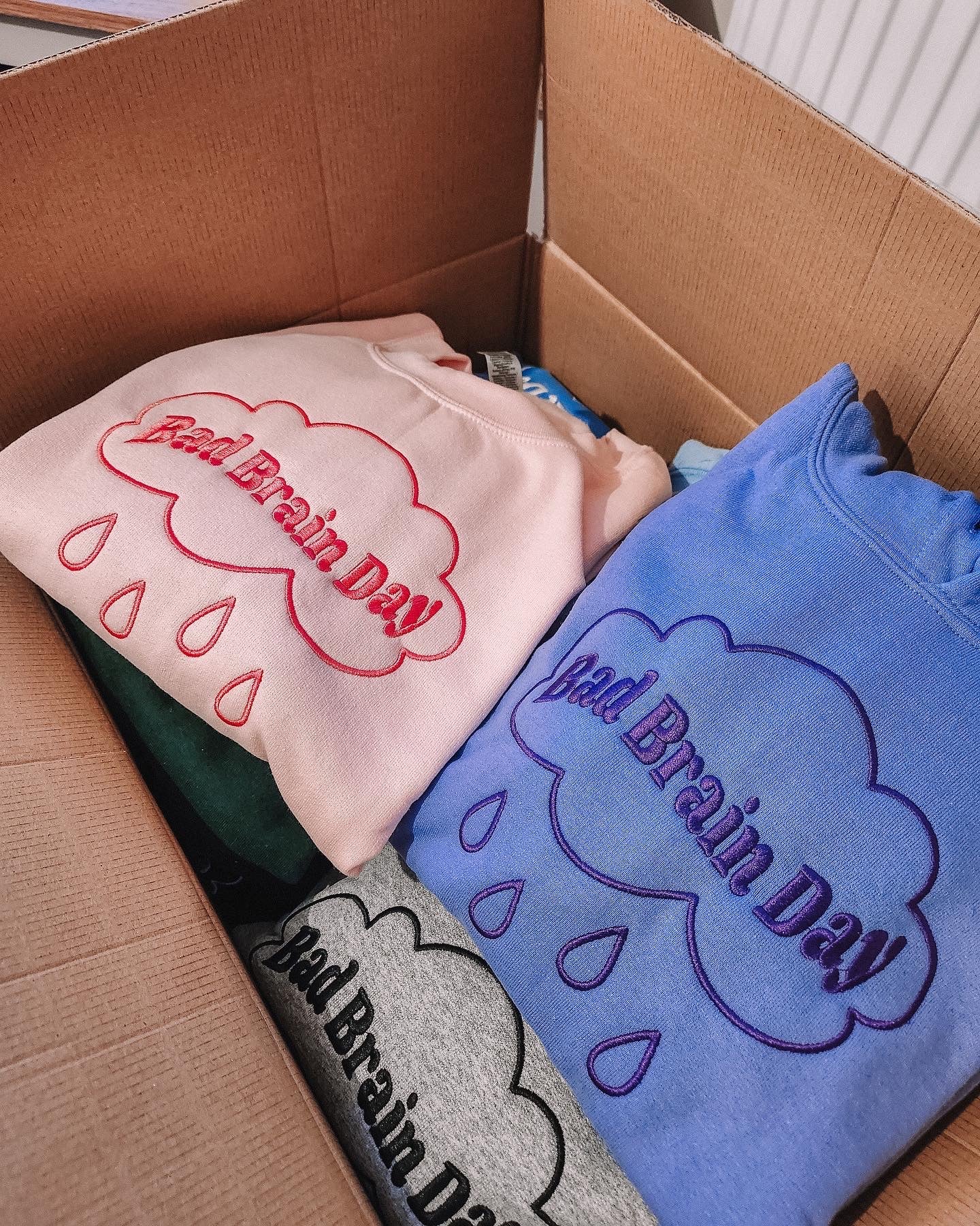 Bad Brain Day embroidered crewneck sweatshirt - Tired Girl Apparel