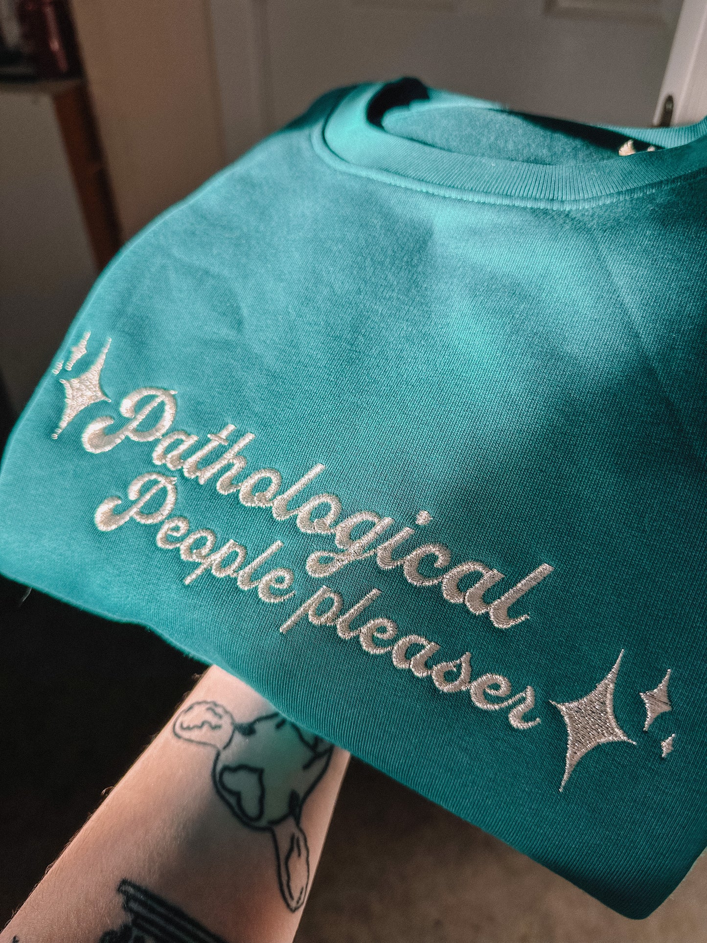 Pathological People Pleaser embroidered crewneck sweatshirt - Tired Girl Apparel