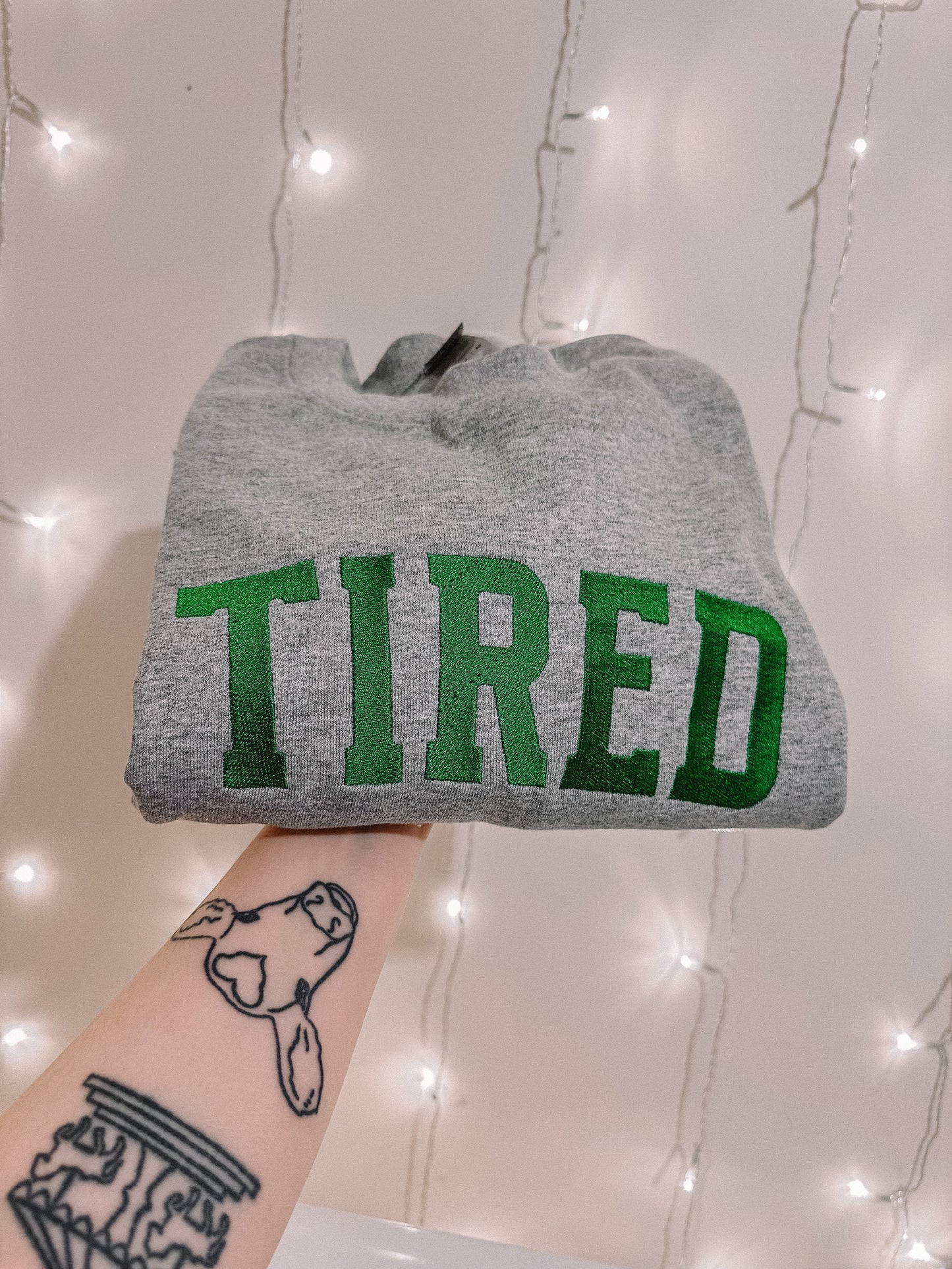 Tired embroidered crewneck sweatshirt - Tired Girl Apparel