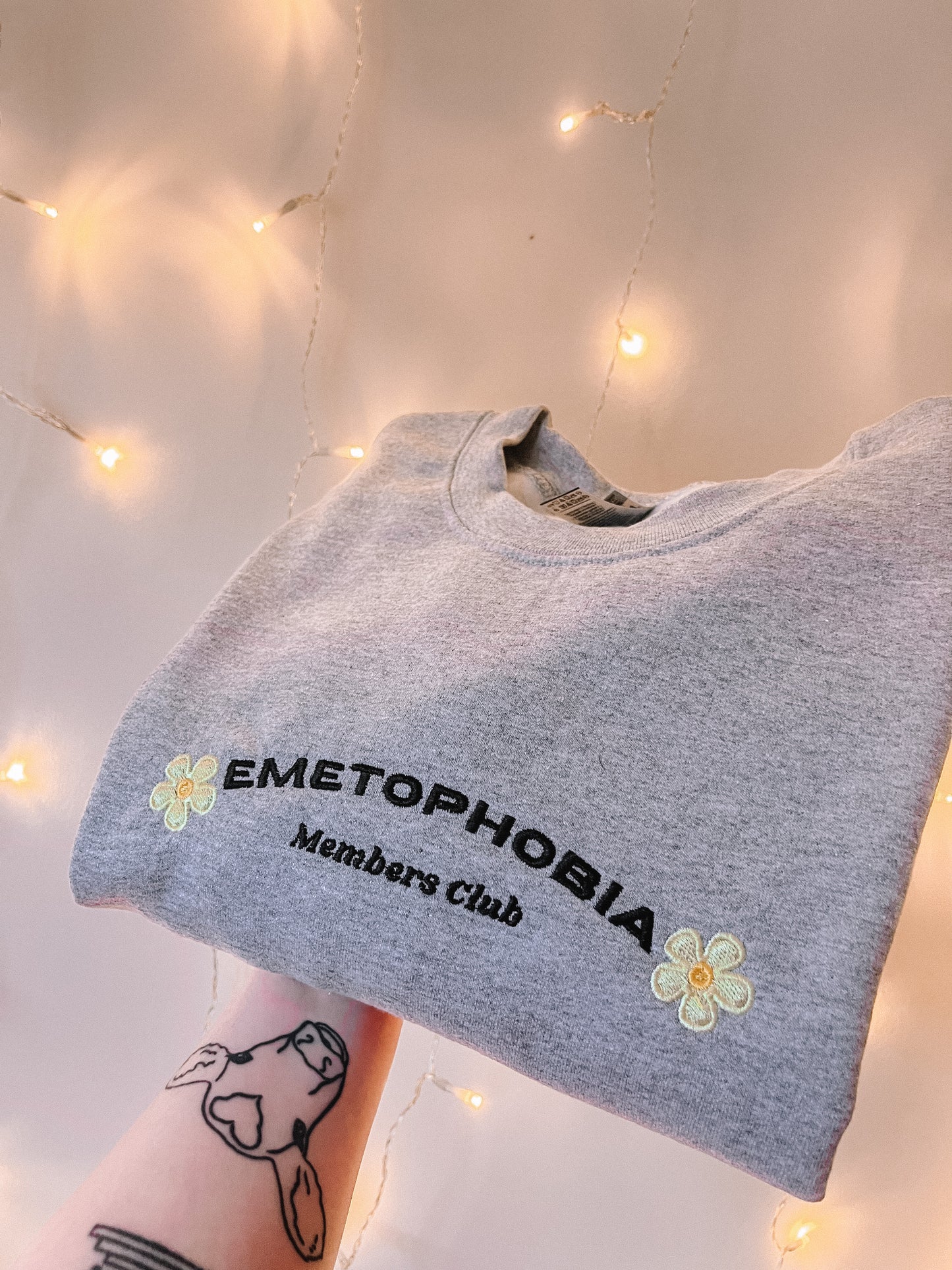 Emetophobia Club embroidered crewneck sweatshirt - Tired Girl Apparel