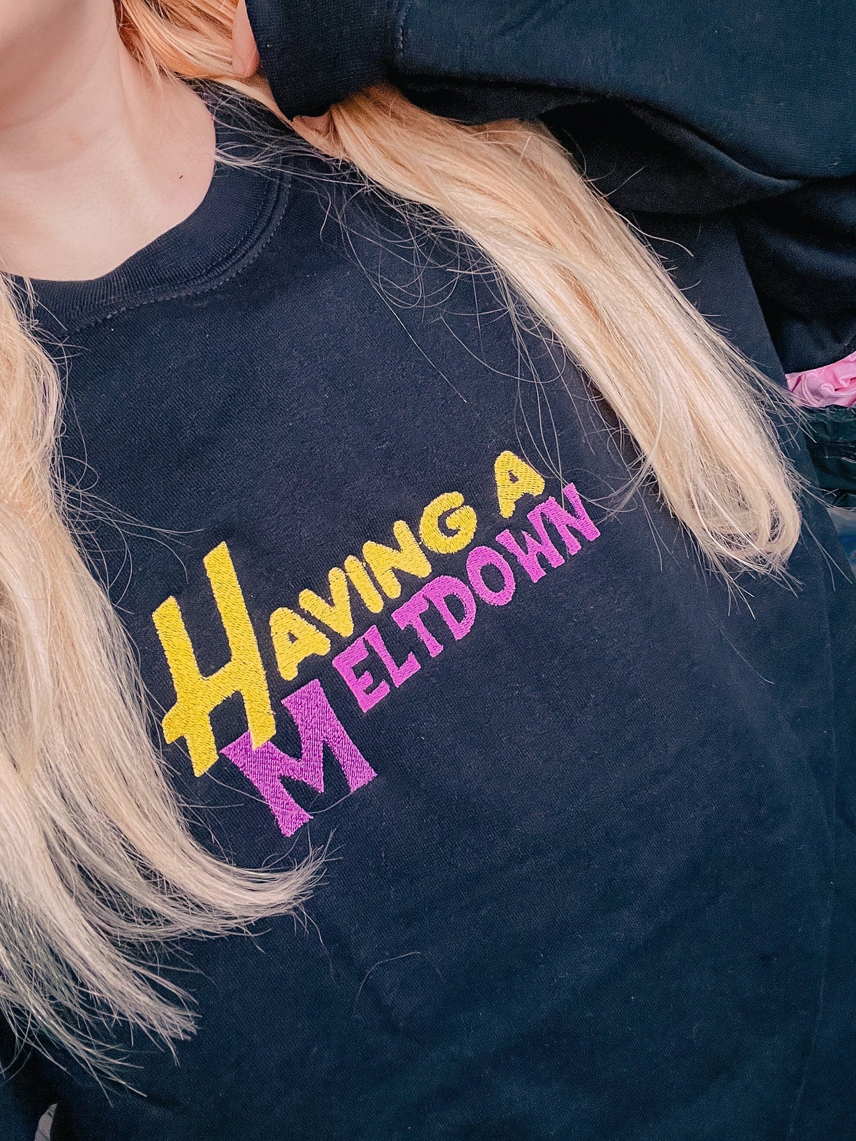 Having A Meltdown embroidered crewneck sweatshirt - Tired Girl Apparel