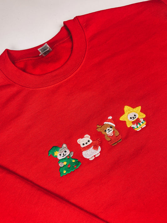 Christmas Friends embroidered sweatshirt - Tired Girl Apparel