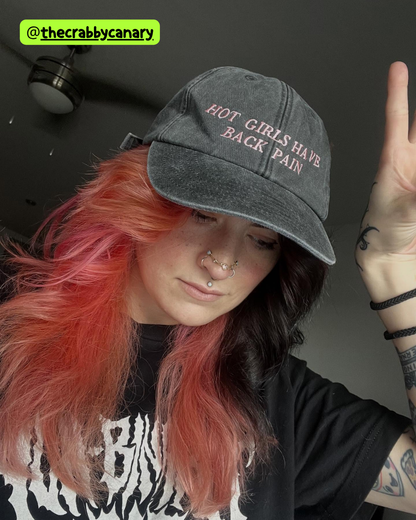 Hot Girls Have Back Pain embroidered baseball cap - Tired Girl Apparel