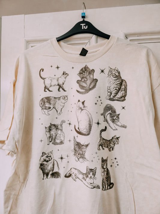 Magical Cats printed t-shirt - Tired Girl Apparel