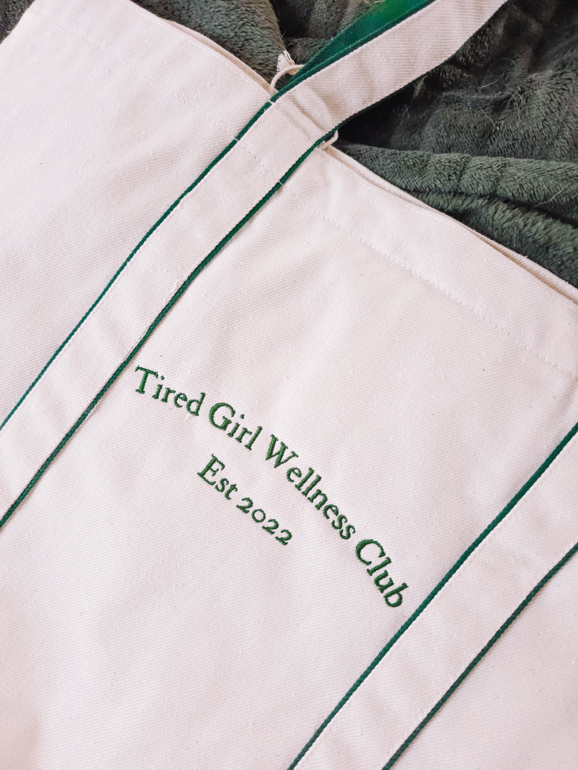 Tired Girl Wellness Club embroidered tote bag - Tired Girl Apparel