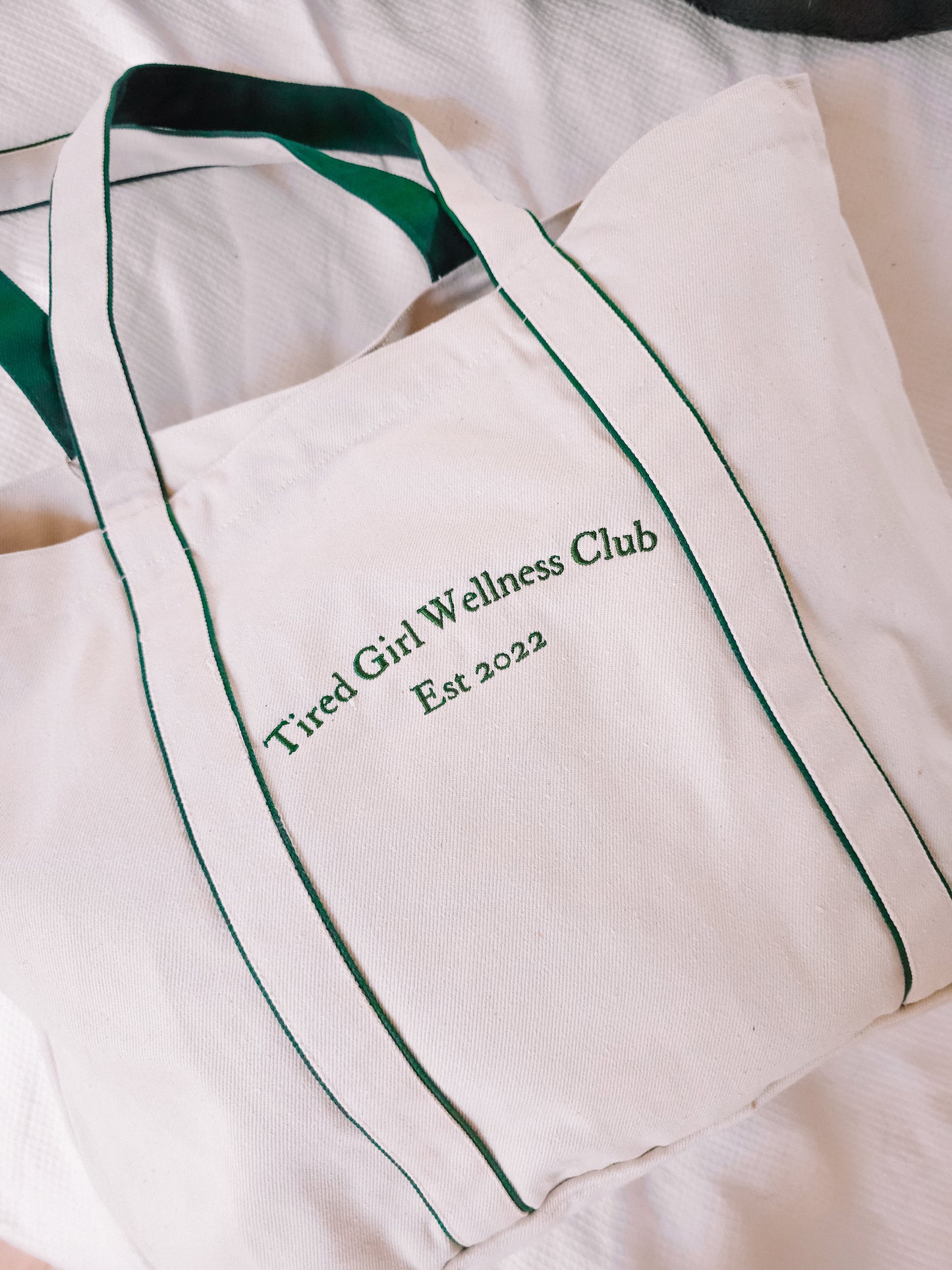 Tired Girl Wellness Club embroidered tote bag - Tired Girl Apparel