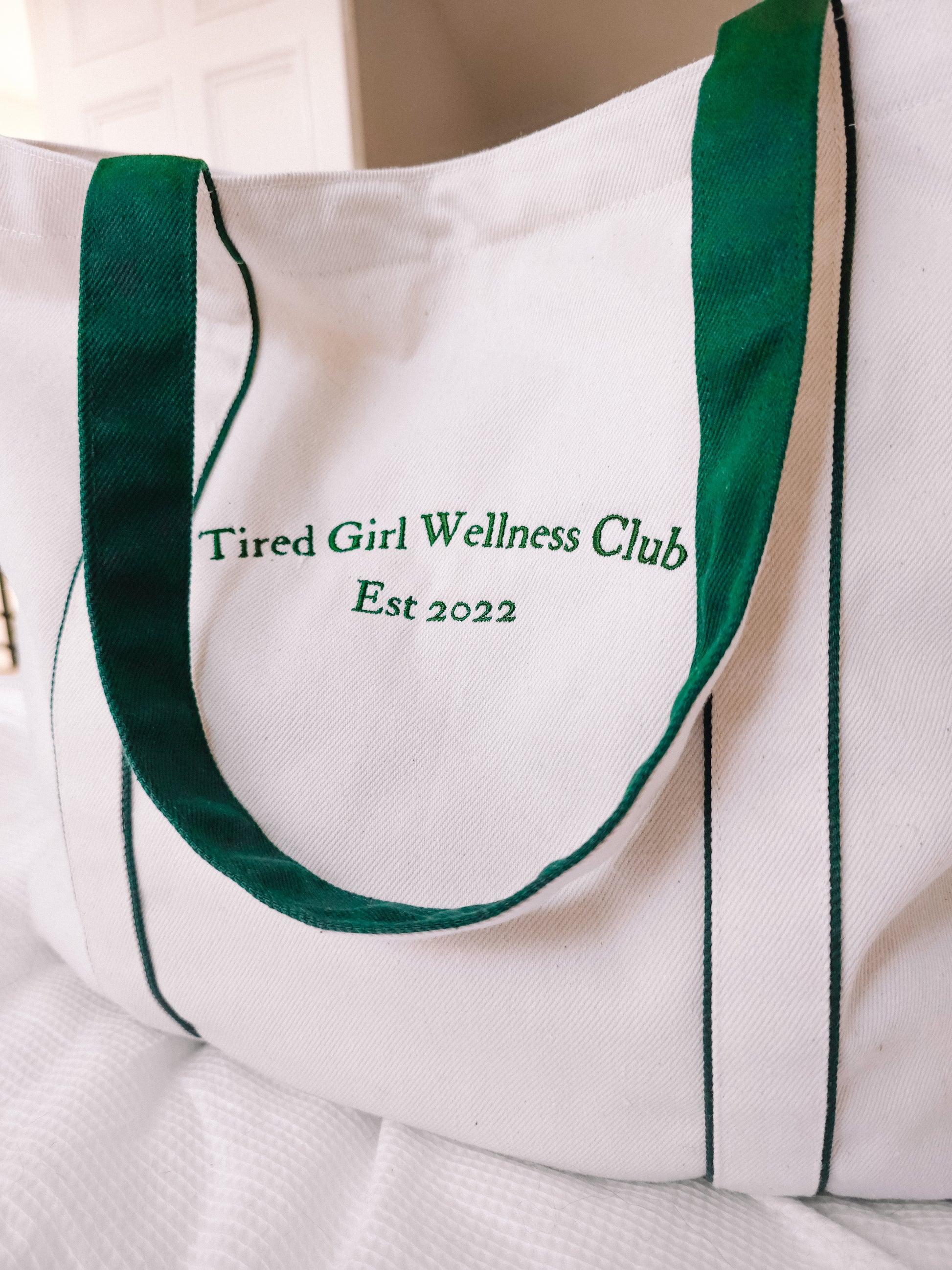 Tired Girl Wellness Club embroidered tote bag - Tired Girl Apparel
