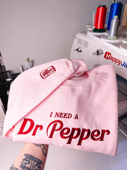 I Need A Dr Pepper embroidered sweatshirt with sleeve detail