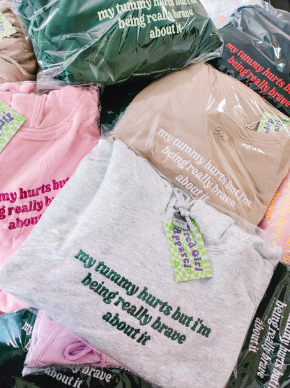 My Tummy Hurts embroidered crewneck sweatshirt - Tired Girl Apparel