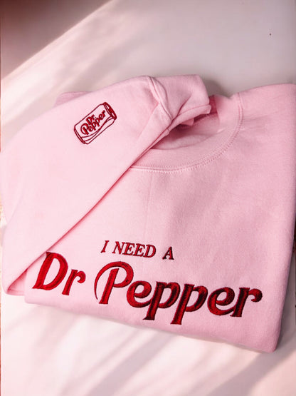 I Need A Dr Pepper embroidered sweatshirt with sleeve detail