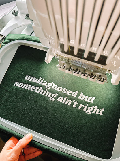 Undiagnosed But Something Ain’t Right embroidered crewneck sweatshirt
