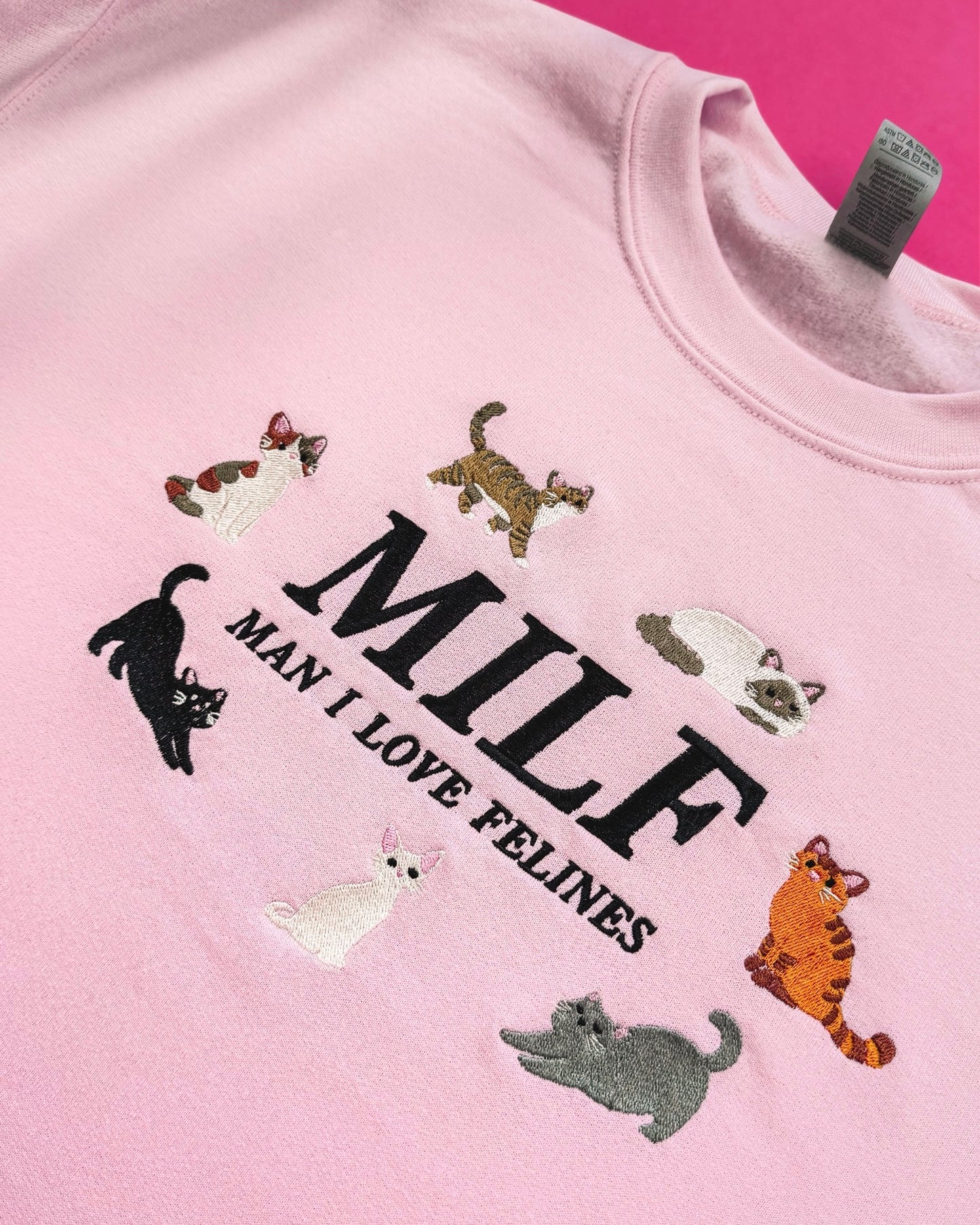 Man I Love Felines embroidered sweatshirt - Tired Girl Apparel