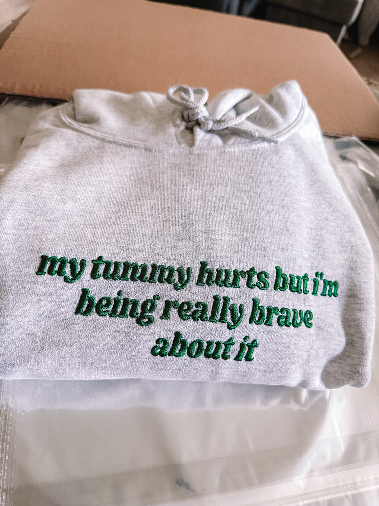My Tummy Hurts embroidered hooded sweatshirt