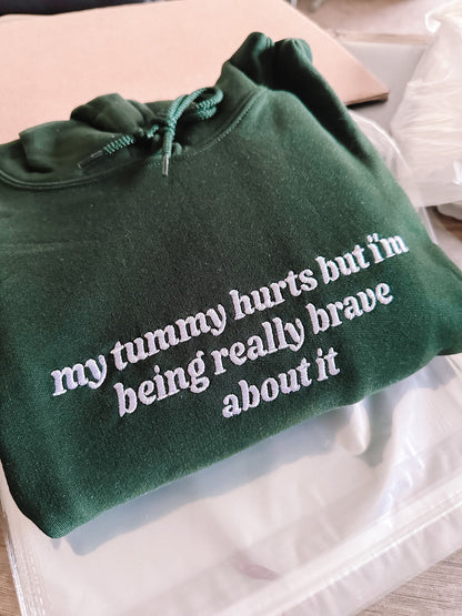 My Tummy Hurts embroidered hooded sweatshirt