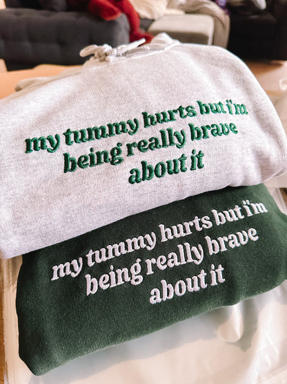 My Tummy Hurts embroidered hooded sweatshirt