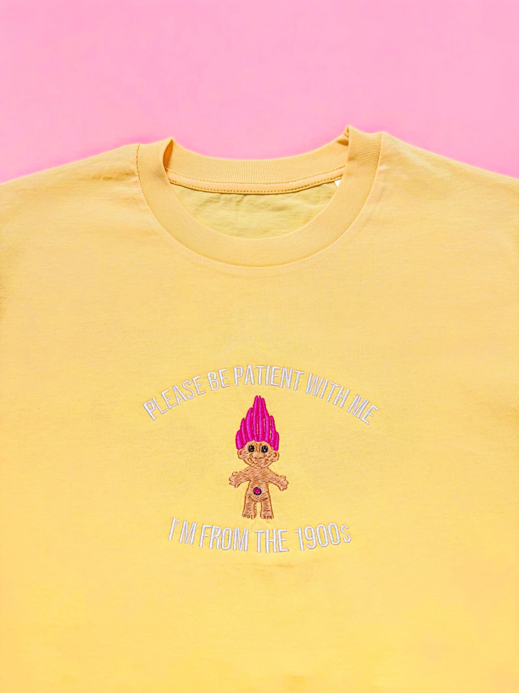 I'm From The 1900's Troll embroidered t-shirt - Tired Girl Apparel