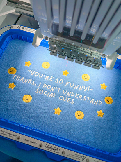 I Don’t Understand Social Cues embroidered crewneck sweatshirt