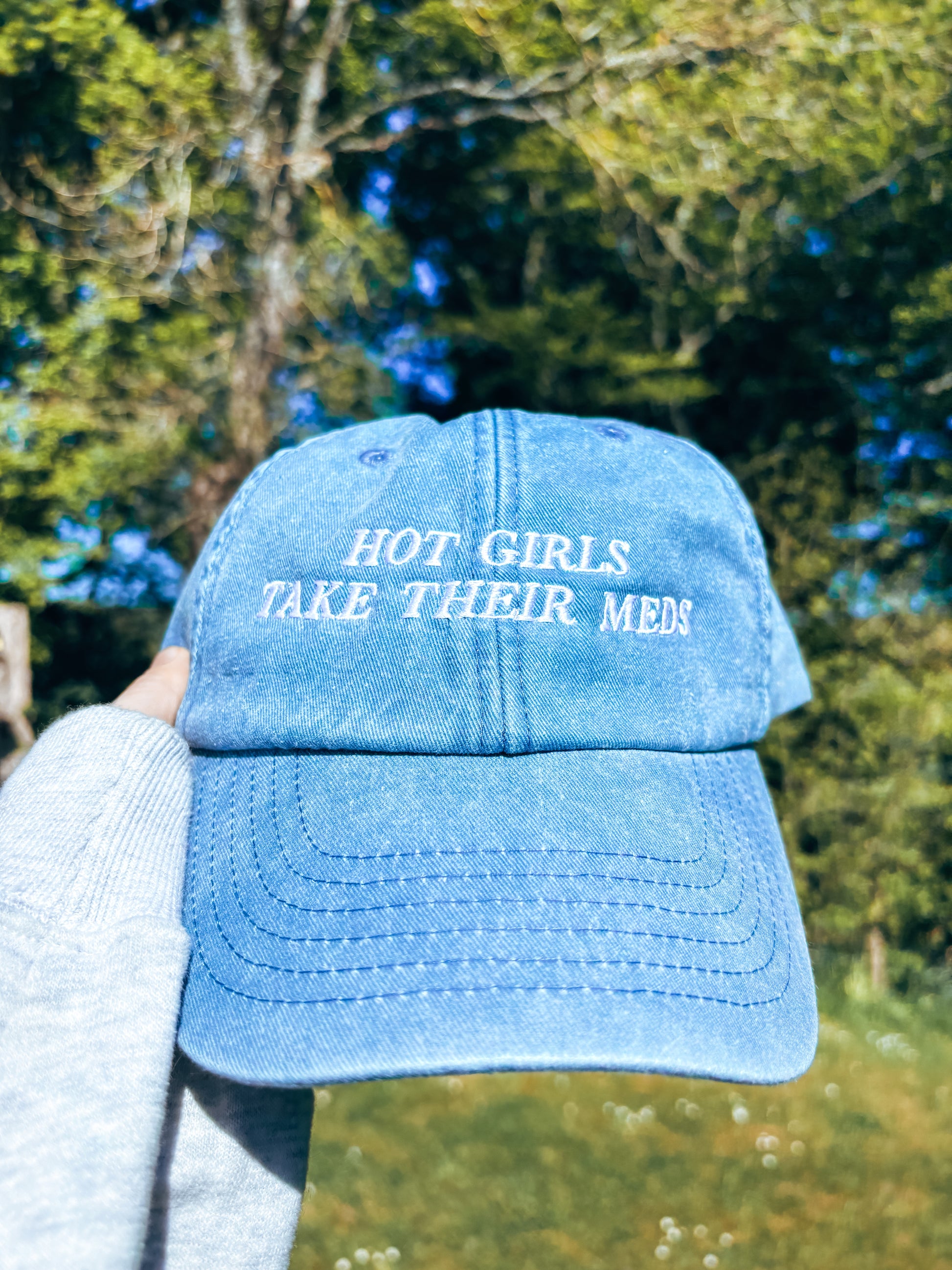 Hot Girls Take Their Meds embroidered baseball cap - Tired Girl Apparel