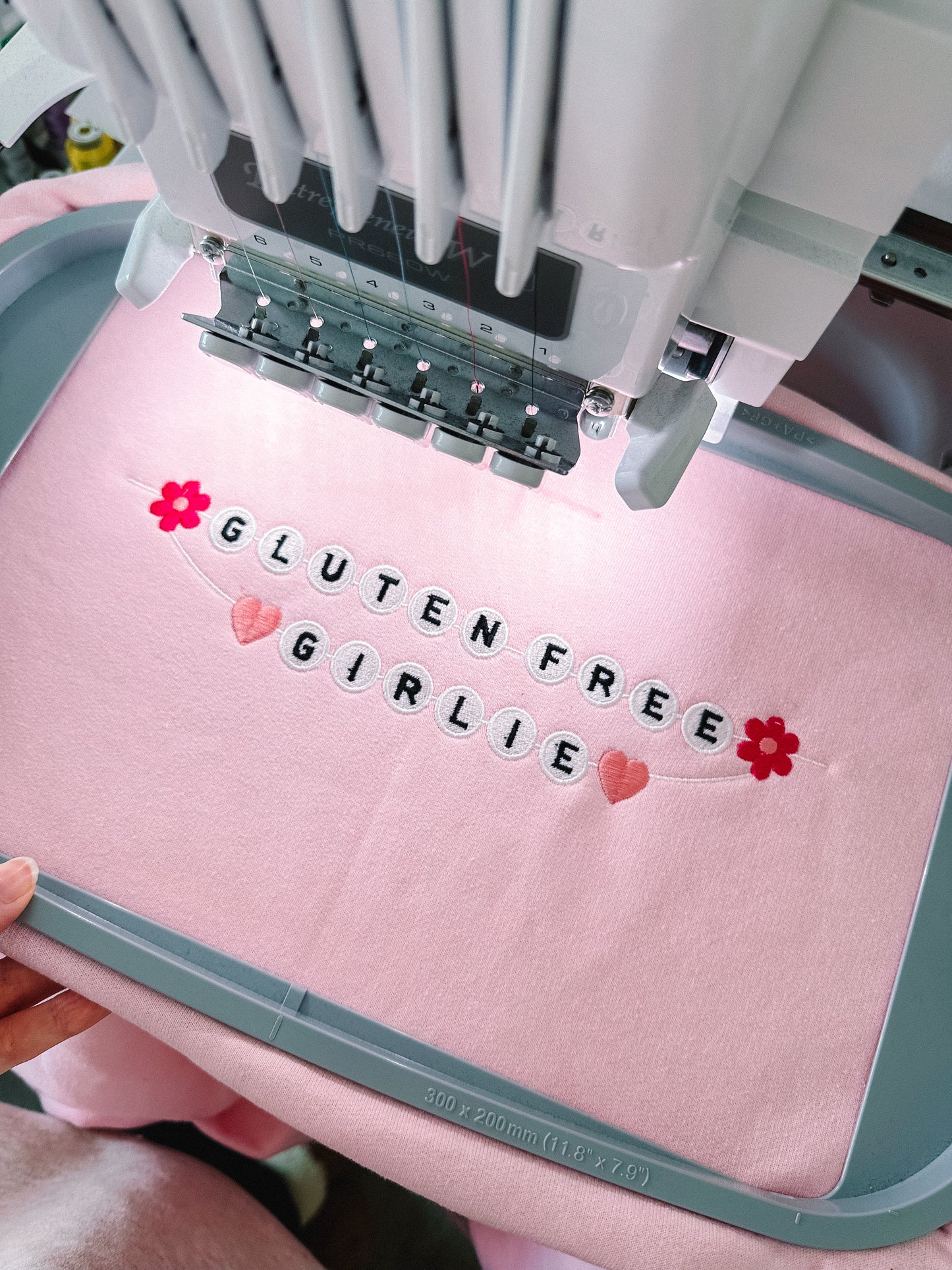 Gluten Free Girlie Friendship Bracelet embroidered crewneck sweatshirt