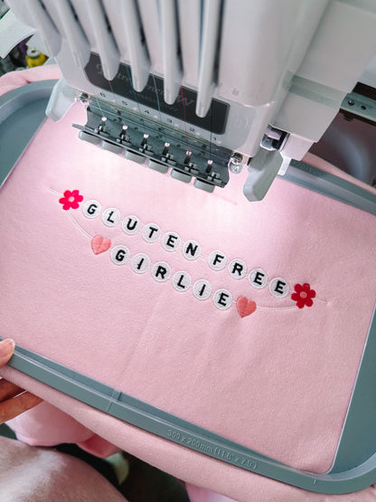 Gluten Free Girlie Friendship Bracelet embroidered crewneck sweatshirt
