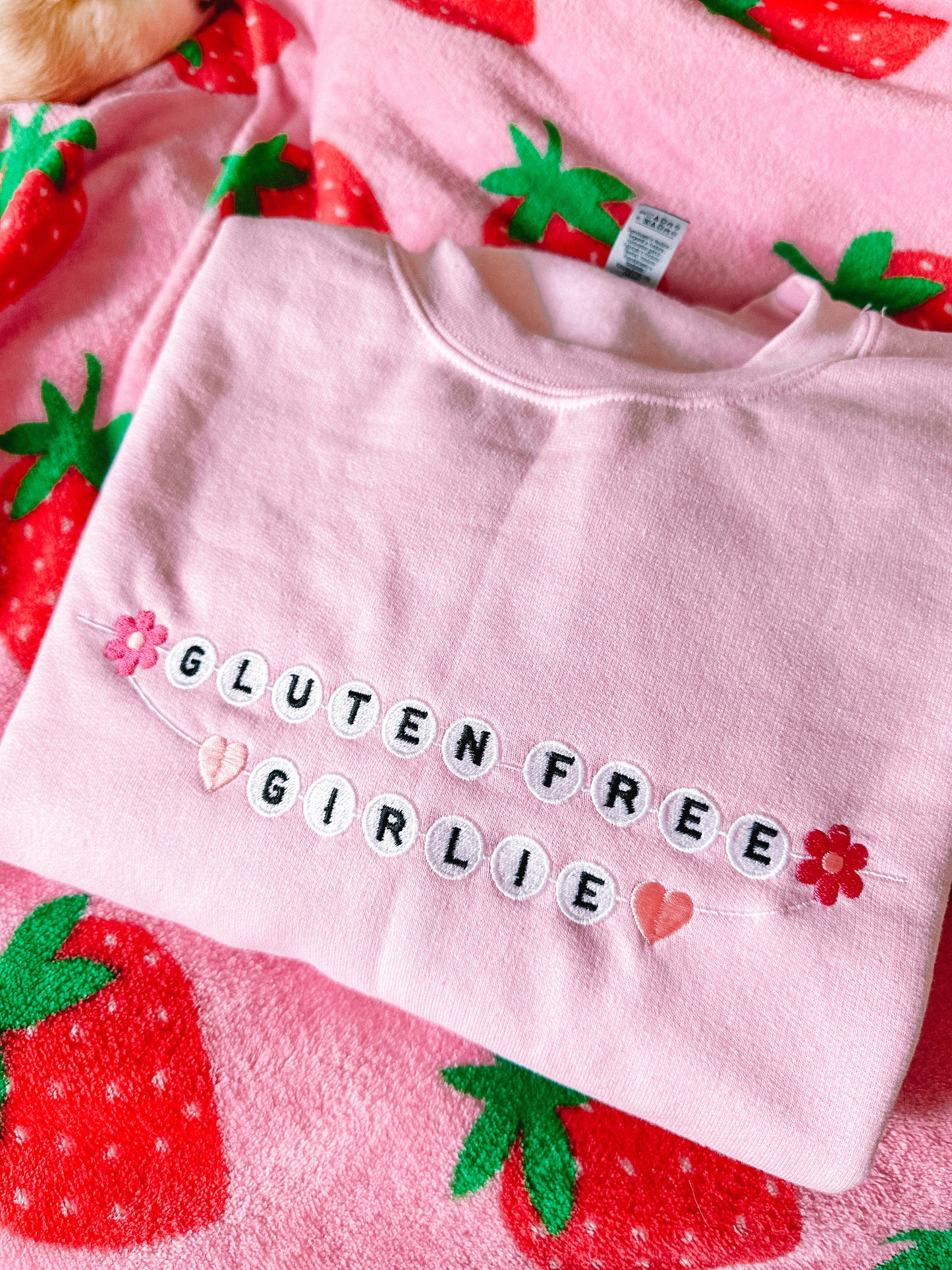 Gluten Free Girlie Friendship Bracelet embroidered crewneck sweatshirt